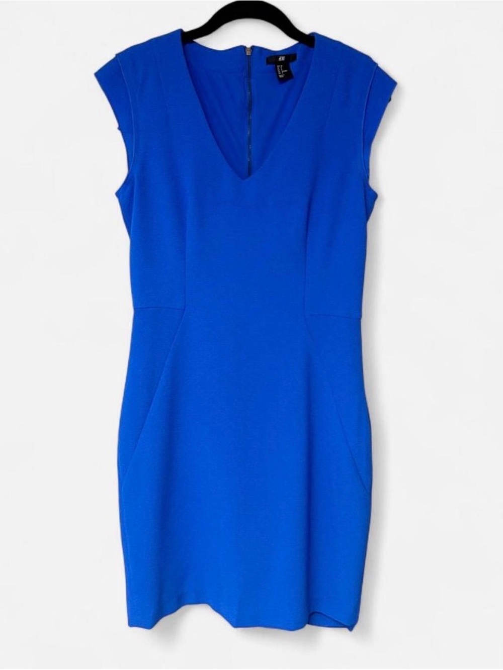 H&M royal blue cocktail sheath dress size 8 EUC